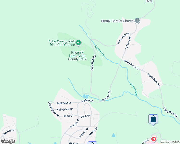 map of restaurants, bars, coffee shops, grocery stores, and more near 437 Ashe Park Road in Jefferson