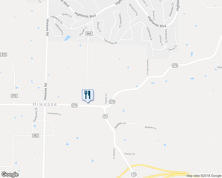 map of restaurants, bars, coffee shops, grocery stores, and more near 13662 Arkansas 279 in Hiwasse