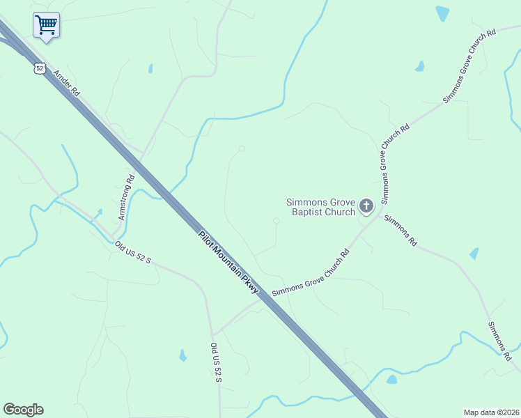 map of restaurants, bars, coffee shops, grocery stores, and more near 143 Marbury Trail in Pilot Mountain