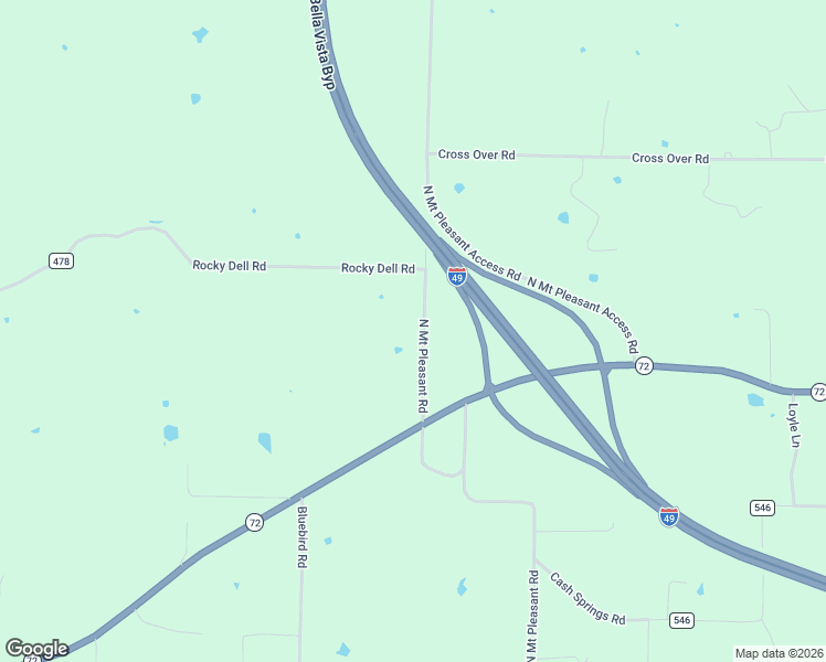 map of restaurants, bars, coffee shops, grocery stores, and more near 13693 North Mount Pleasant Road in Gravette