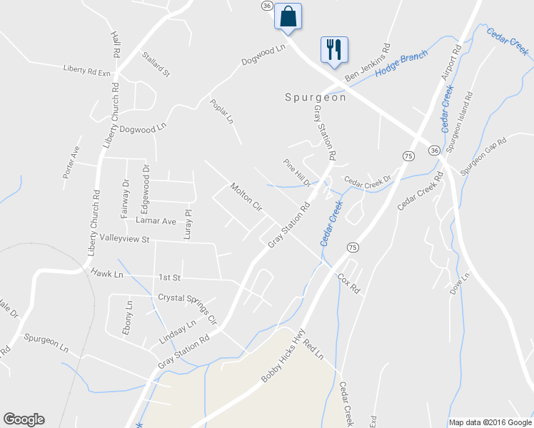 map of restaurants, bars, coffee shops, grocery stores, and more near 90 Molton Circle in Johnson City
