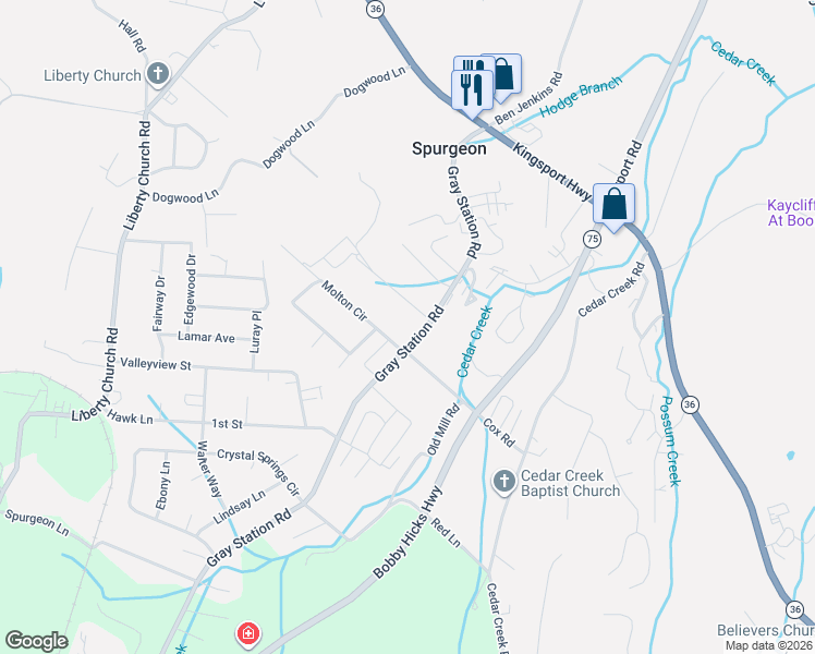 map of restaurants, bars, coffee shops, grocery stores, and more near 90 Molton Circle in Gray