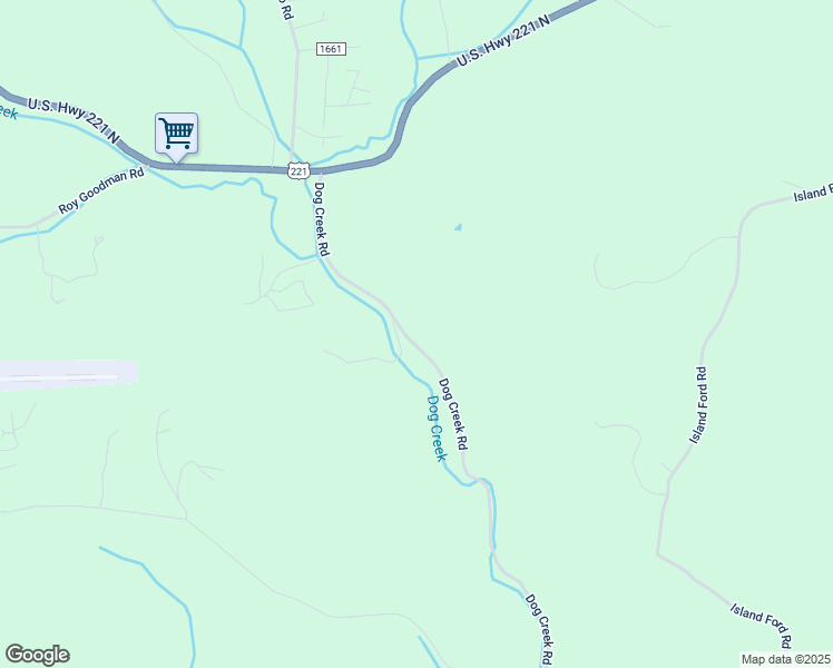 map of restaurants, bars, coffee shops, grocery stores, and more near 597 Dog Creek Road in Crumpler