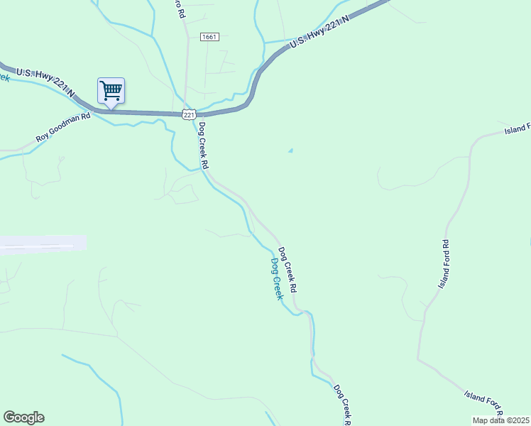 map of restaurants, bars, coffee shops, grocery stores, and more near 597 Dog Creek Road in Crumpler