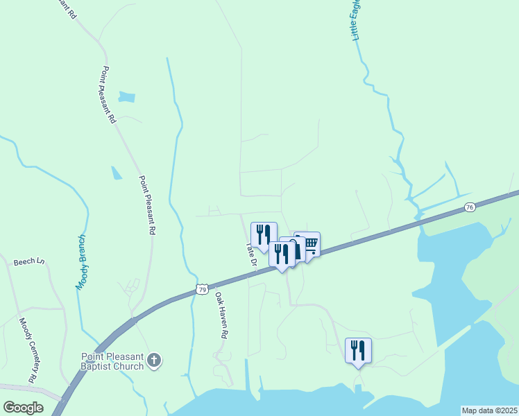 map of restaurants, bars, coffee shops, grocery stores, and more near 72 Bonnie Ln in Buchanan