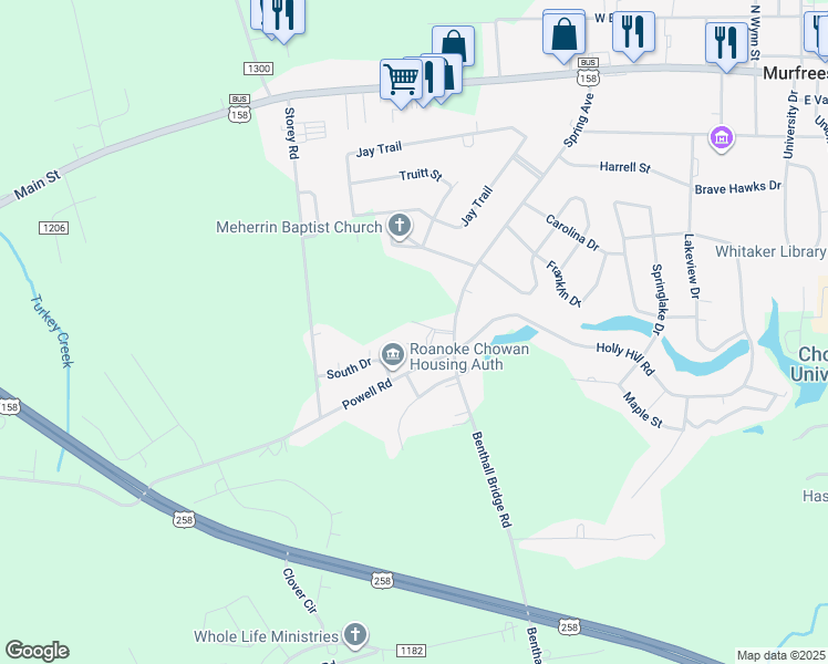map of restaurants, bars, coffee shops, grocery stores, and more near 700 Spring Avenue in Murfreesboro