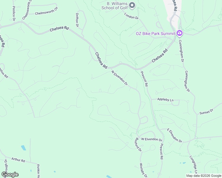 map of restaurants, bars, coffee shops, grocery stores, and more near 39 West Elvendon Drive in Bella Vista