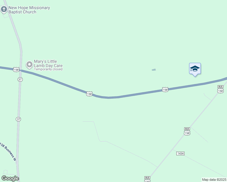map of restaurants, bars, coffee shops, grocery stores, and more near 451 U.S Highway 158 West in Gates County