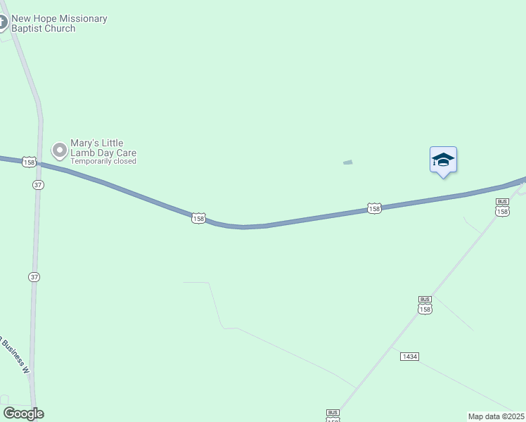 map of restaurants, bars, coffee shops, grocery stores, and more near 420 U.S Highway 158 West in Gates County