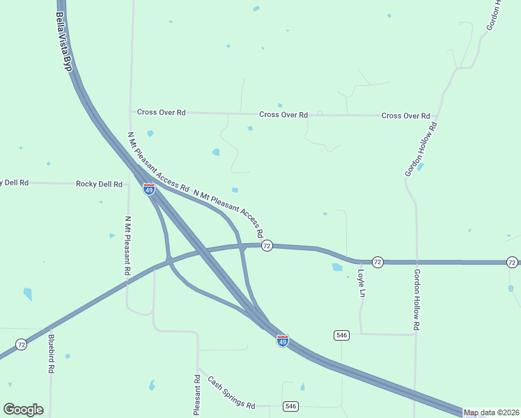 map of restaurants, bars, coffee shops, grocery stores, and more near 15256 Arkansas 72 in Gravette
