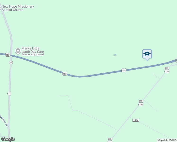 map of restaurants, bars, coffee shops, grocery stores, and more near 398 U.S Highway 158 West in Gates County