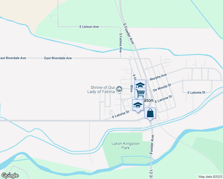 map of restaurants, bars, coffee shops, grocery stores, and more near 20719 South Fairway Avenue in Laton