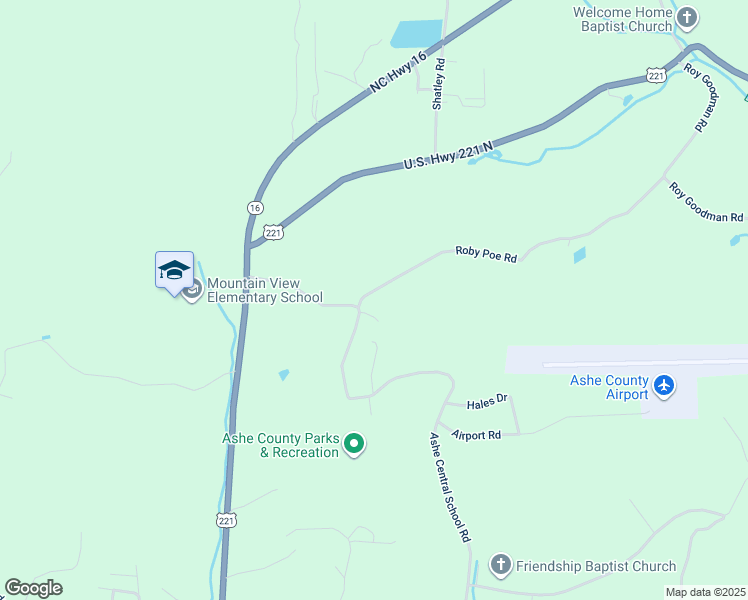map of restaurants, bars, coffee shops, grocery stores, and more near 126 Roby Poe Road in Jefferson