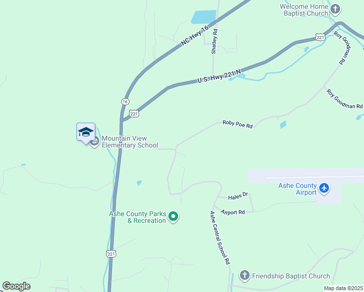 map of restaurants, bars, coffee shops, grocery stores, and more near 126 Roby Poe Road in Jefferson