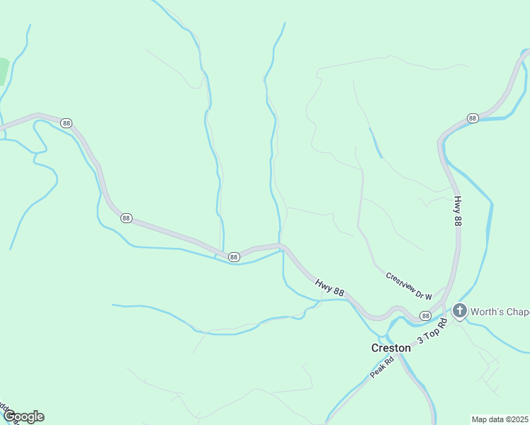 map of restaurants, bars, coffee shops, grocery stores, and more near 14614 North Carolina 88 in Creston
