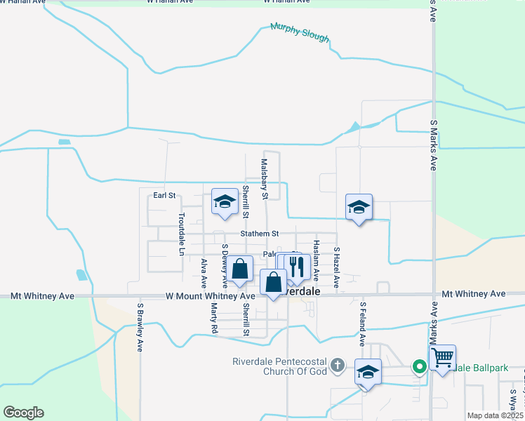 map of restaurants, bars, coffee shops, grocery stores, and more near 20611 Malsbary Street in Riverdale