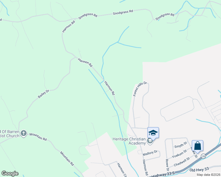map of restaurants, bars, coffee shops, grocery stores, and more near 634 Harmon Rd in New Tazewell