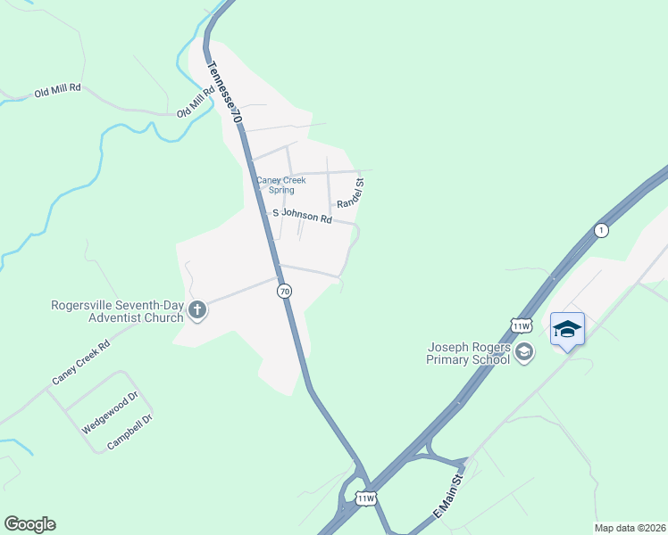 map of restaurants, bars, coffee shops, grocery stores, and more near 129 Valley View Drive in Rogersville