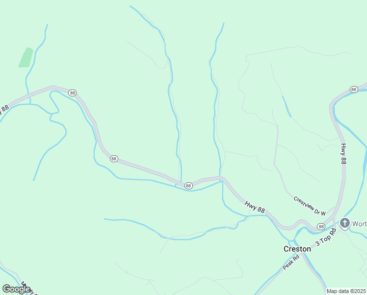 map of restaurants, bars, coffee shops, grocery stores, and more near Baker Hollow Road in Creston