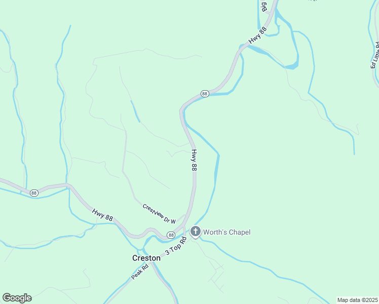 map of restaurants, bars, coffee shops, grocery stores, and more near 13580 North Carolina 88 in Creston