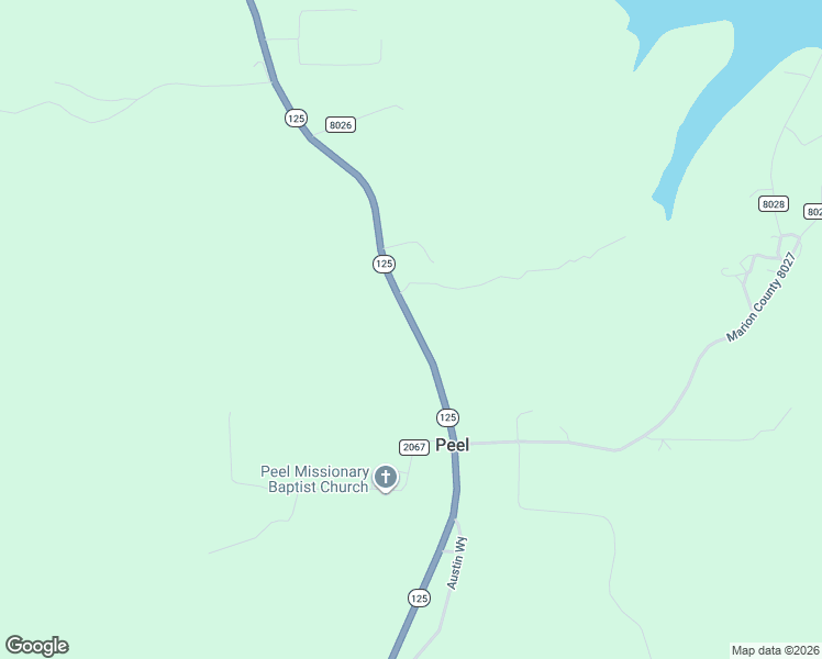 map of restaurants, bars, coffee shops, grocery stores, and more near 7666 Arkansas 125 in Peel