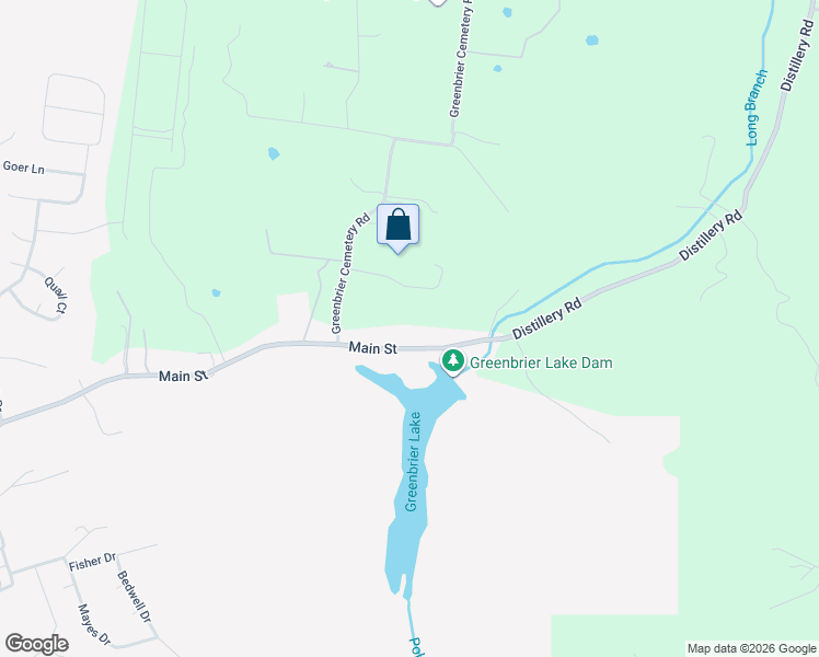 map of restaurants, bars, coffee shops, grocery stores, and more near 714 Main Street in Greenbrier