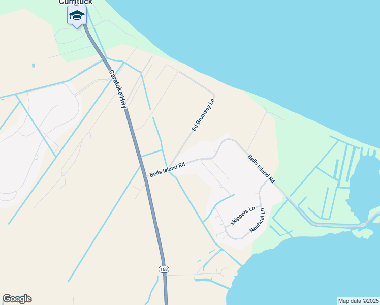 map of restaurants, bars, coffee shops, grocery stores, and more near 145 Bells Island Road in Currituck