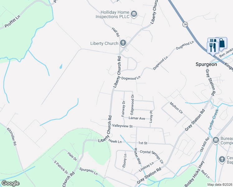 map of restaurants, bars, coffee shops, grocery stores, and more near 742 Liberty Church Road in Kingsport