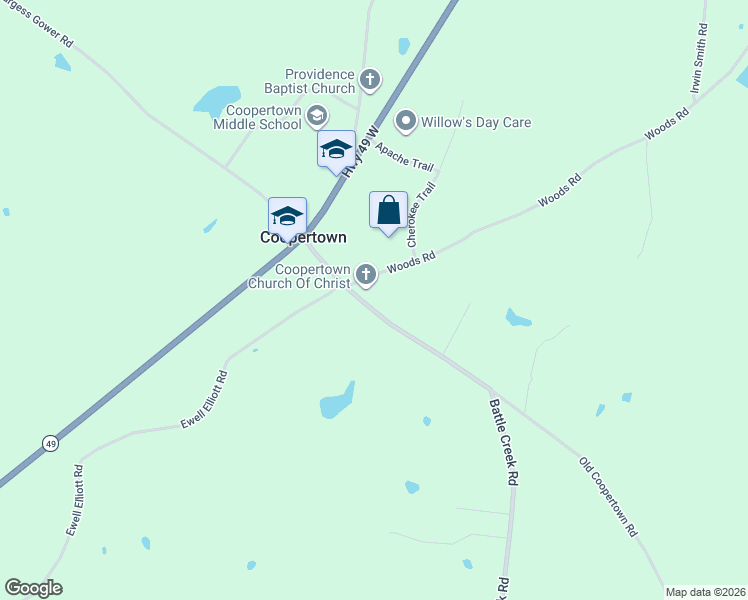 map of restaurants, bars, coffee shops, grocery stores, and more near 3626 Old Coopertown Road in Springfield