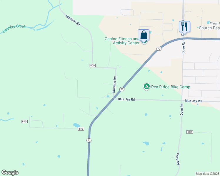 map of restaurants, bars, coffee shops, grocery stores, and more near 14051 Mariano Road in Bentonville