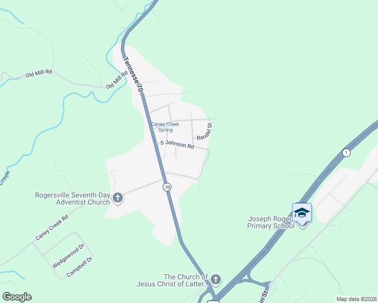 map of restaurants, bars, coffee shops, grocery stores, and more near 434 South Johnson Road in Rogersville
