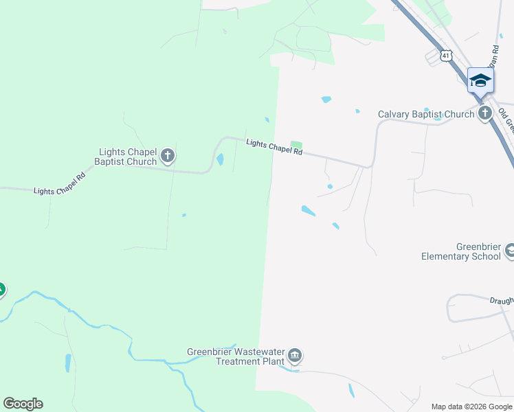 map of restaurants, bars, coffee shops, grocery stores, and more near 2963 Lights Chapel Road in Greenbrier