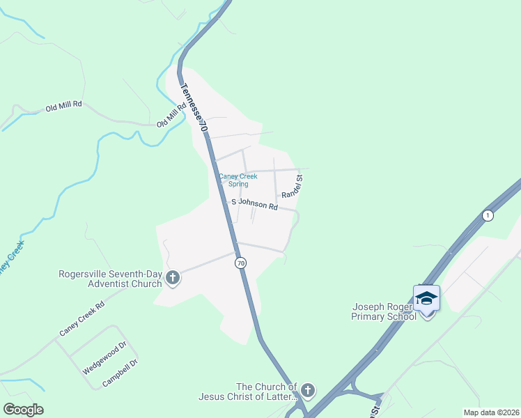 map of restaurants, bars, coffee shops, grocery stores, and more near 434 South Johnson Road in Rogersville
