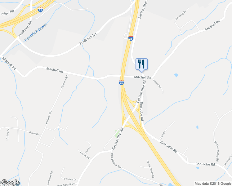 map of restaurants, bars, coffee shops, grocery stores, and more near 847 Mitchell Road in Kingsport