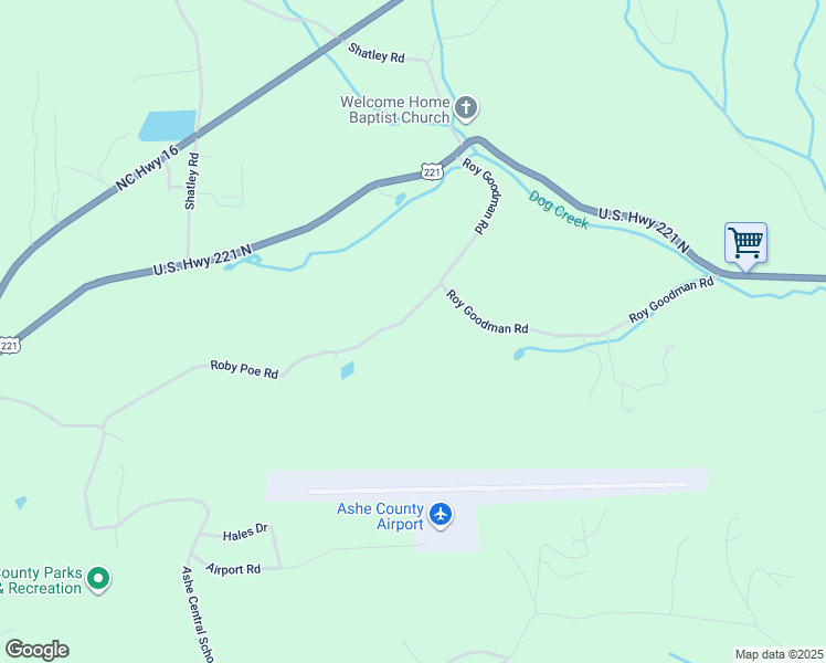 map of restaurants, bars, coffee shops, grocery stores, and more near 976 Roby Poe Road in Crumpler