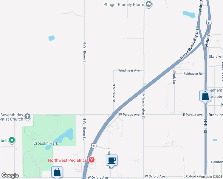 map of restaurants, bars, coffee shops, grocery stores, and more near 4210 North Monroe Street in Enid