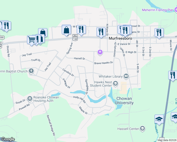 map of restaurants, bars, coffee shops, grocery stores, and more near 107 Forest Cir in Murfreesboro