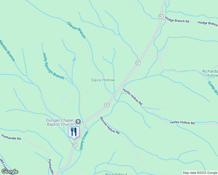 map of restaurants, bars, coffee shops, grocery stores, and more near 115 Davis Hollow Road in Elizabethton
