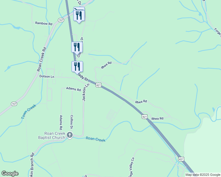map of restaurants, bars, coffee shops, grocery stores, and more near in Mountain City