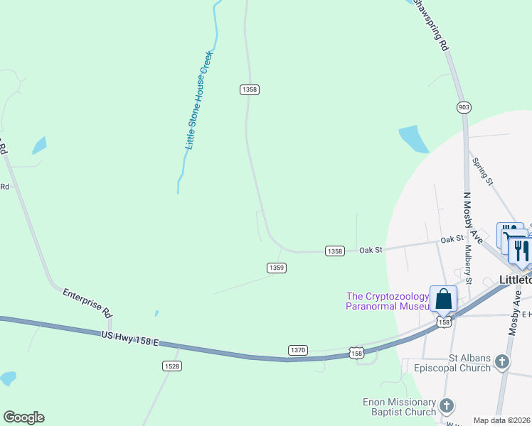 map of restaurants, bars, coffee shops, grocery stores, and more near 191 State Road 1358 in Littleton