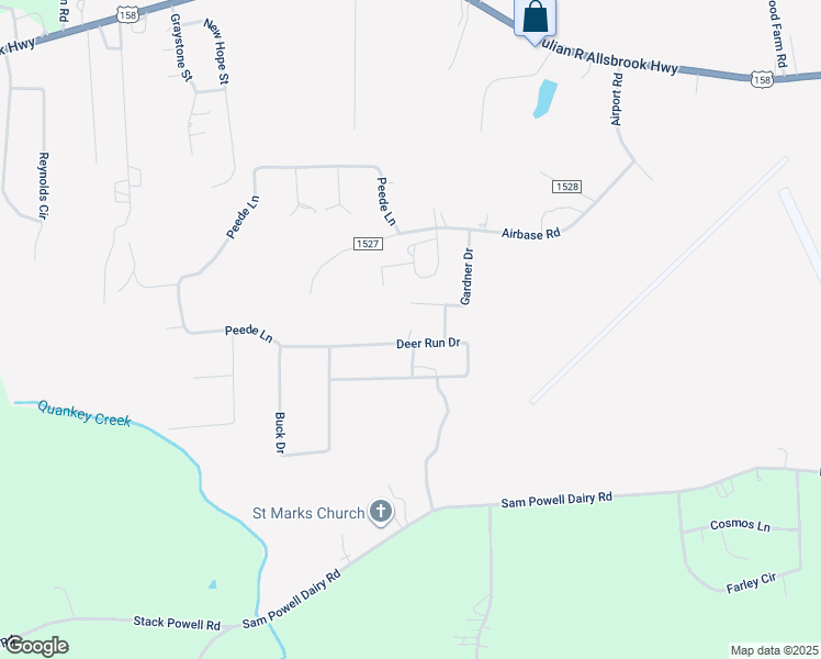 map of restaurants, bars, coffee shops, grocery stores, and more near 285 Deer Run Drive in Roanoke Rapids