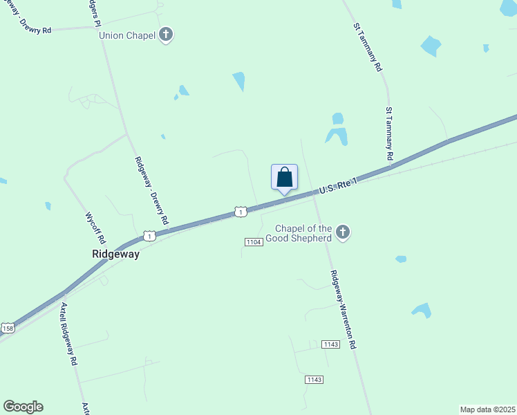 map of restaurants, bars, coffee shops, grocery stores, and more near U.S. 158 in Norlina