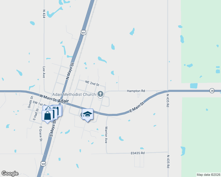map of restaurants, bars, coffee shops, grocery stores, and more near 401 North Cheatham in Adair