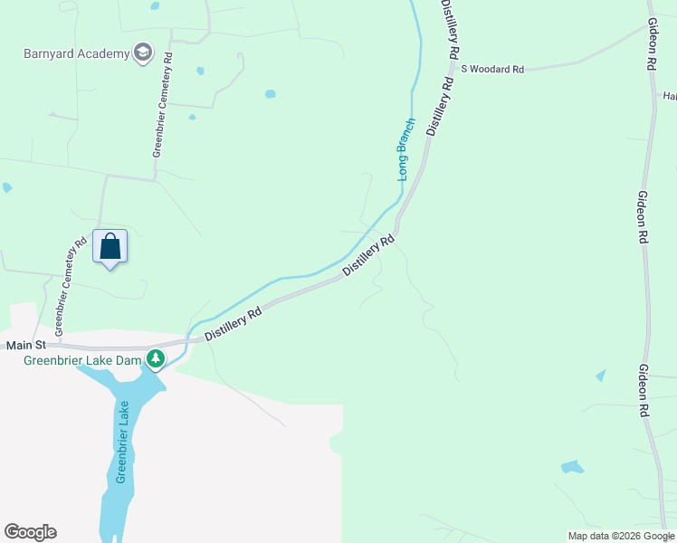 map of restaurants, bars, coffee shops, grocery stores, and more near 2614 Distillery Road in Greenbrier