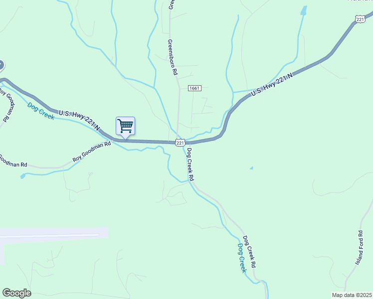 map of restaurants, bars, coffee shops, grocery stores, and more near 136 Dog Creek Road in Crumpler
