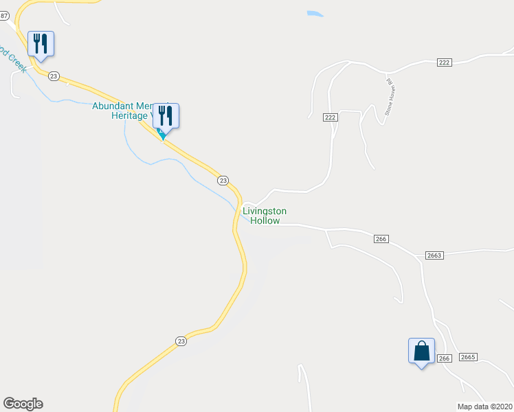 map of restaurants, bars, coffee shops, grocery stores, and more near County Road 222 in Eureka Springs