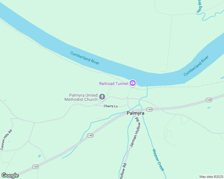 map of restaurants, bars, coffee shops, grocery stores, and more near 2727 Palmyra Road in Palmyra