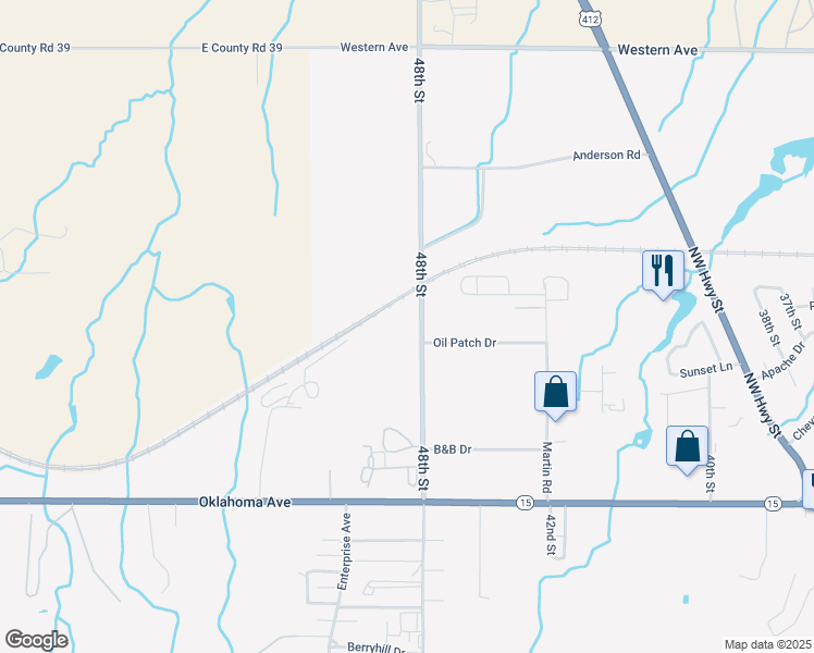 map of restaurants, bars, coffee shops, grocery stores, and more near 507 48th Street in Woodward