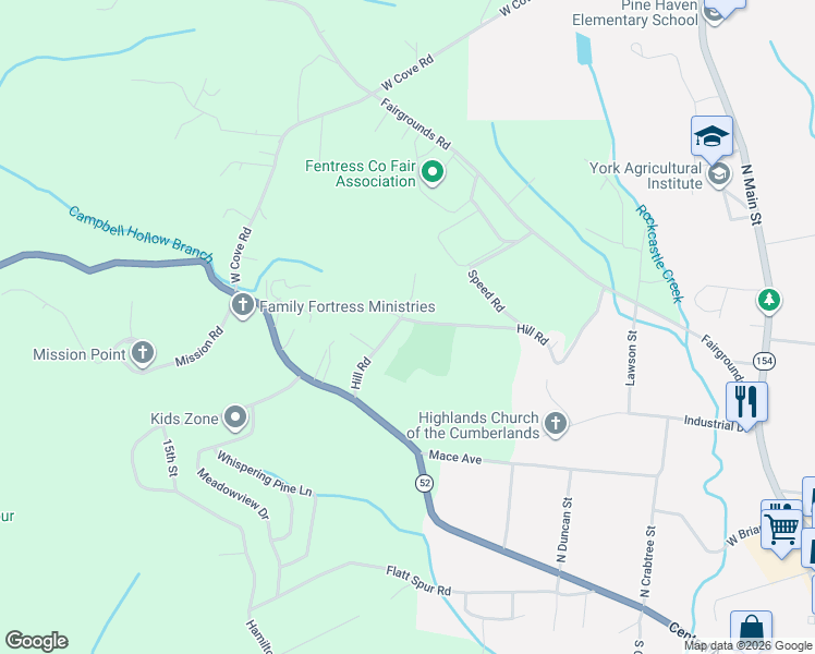 map of restaurants, bars, coffee shops, grocery stores, and more near 1028 West Hill Road in Jamestown