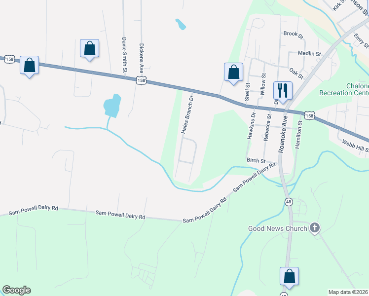 map of restaurants, bars, coffee shops, grocery stores, and more near 273 Hales Branch Drive in Roanoke Rapids
